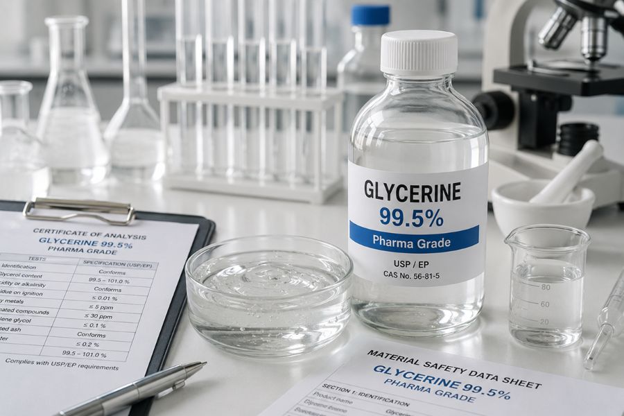 เจาะลึกมาตรฐาน Glycerine 99.5% เกรดเภสัชกรรม (Pharma Grade): ข้อกำหนด USP/EP ที่โรงงานยาห้ามมองข้าม