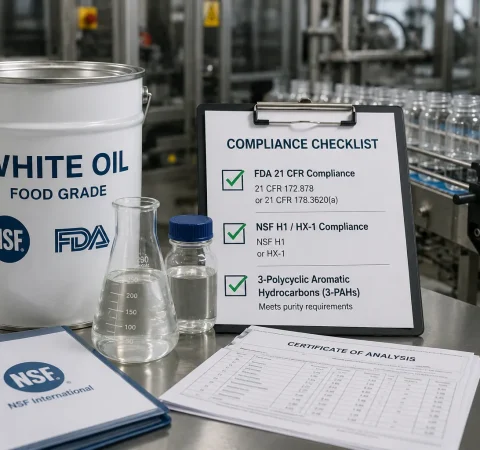 เช็คลิสต์ตรวจสอบข้อกำหนด NSF และ FDA ของ White Oil ก่อนนำมาใช้ในโรงงานบรรจุภัณฑ์อาหาร