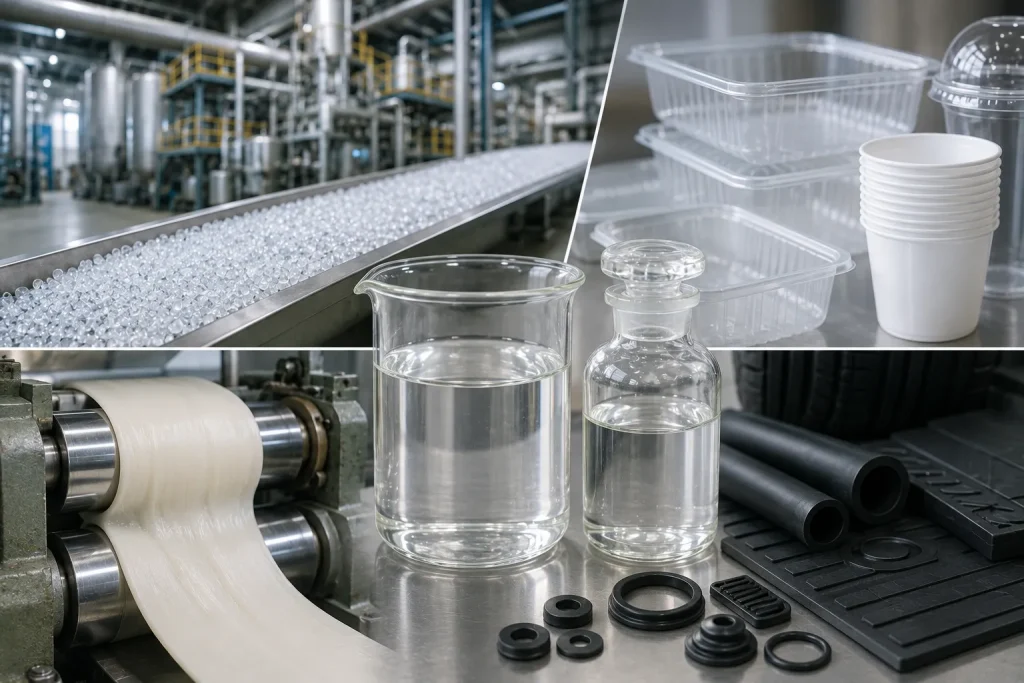 ทำไมโรงงานพลาสติก PS (Polystyrene) และยางสังเคราะห์ จึงต้องใช้ White Oil ความบริสุทธิ์สูงในกระบวนการผลิต