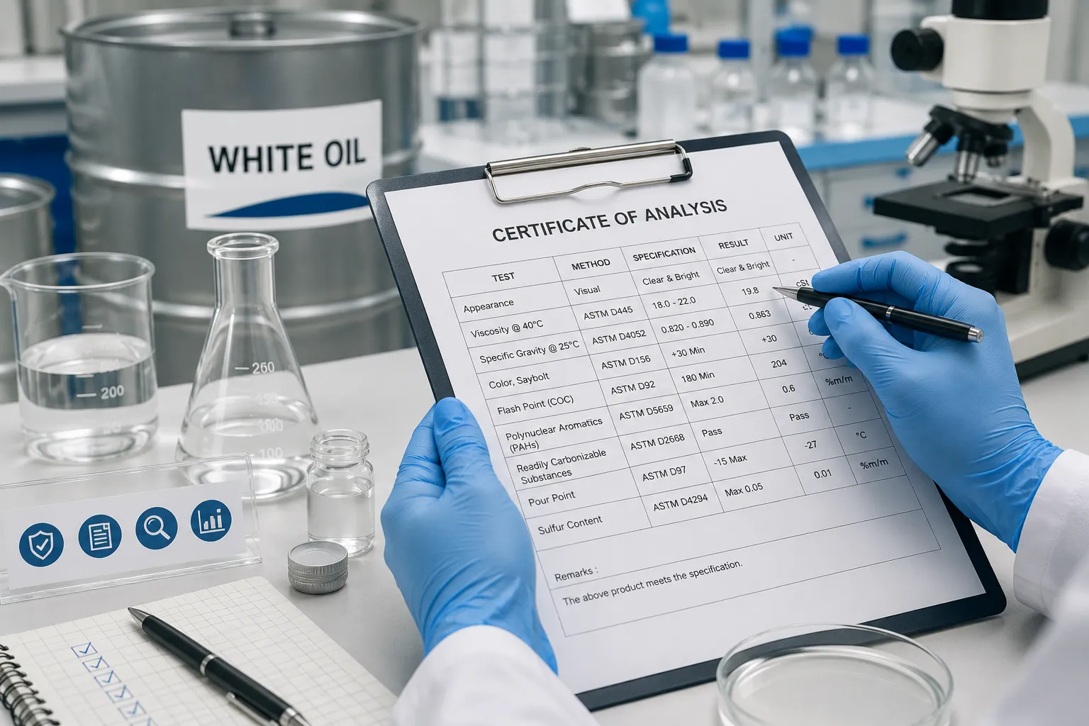 วิธีอ่านใบรับรองวิเคราะห์ (COA) ของ White Oil เพื่อป้องกันสินค้าไม่ได้มาตรฐานเข้าสู่ระบบ