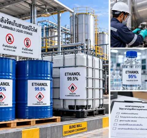 ขั้นตอนการจัดซื้อ Ethanol 95% และ 99.5% แบบยกล็อตสำหรับโรงงานอุตสาหกรรม เอกสารควบคุมและภาษีสรรพสามิต