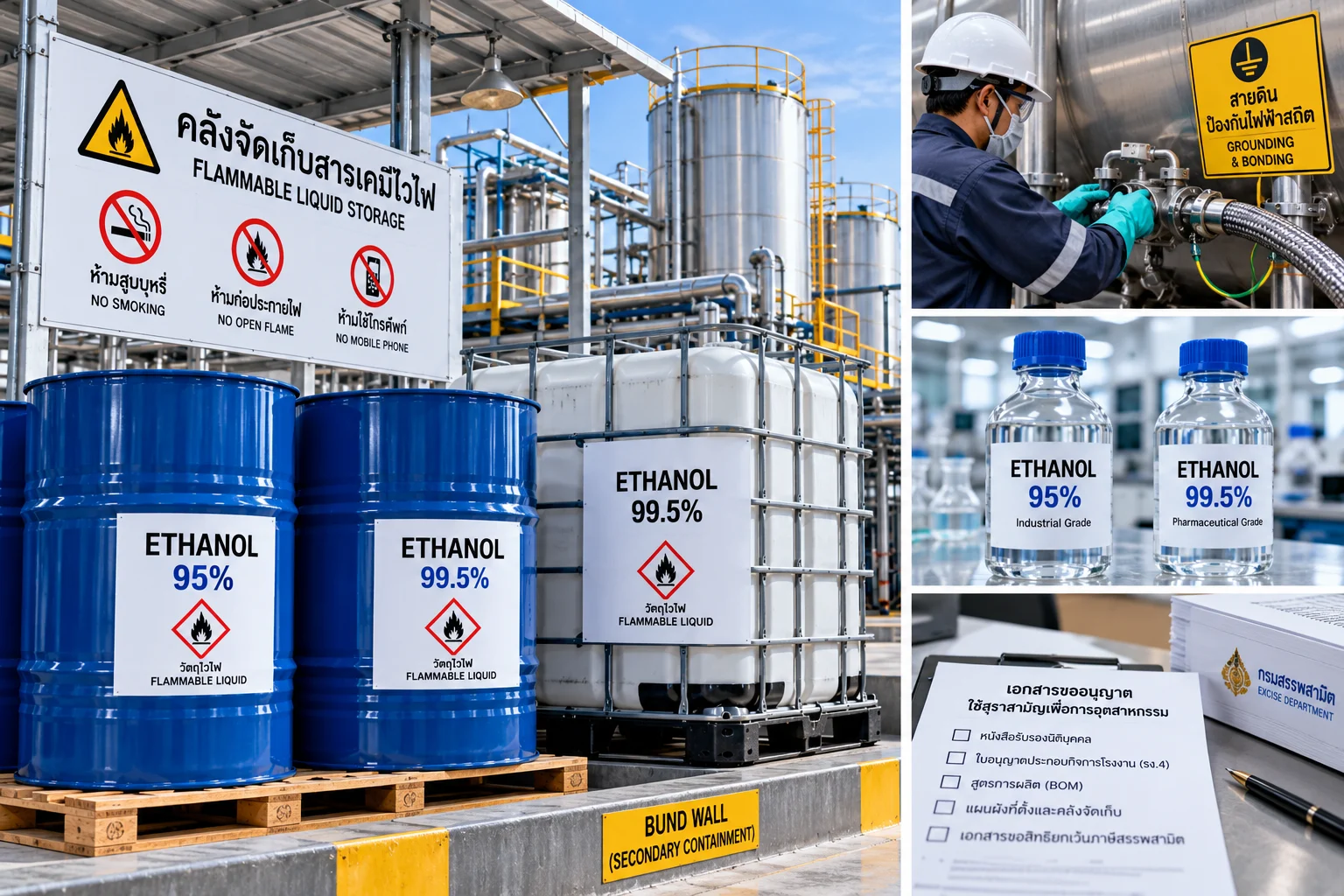 ขั้นตอนการจัดซื้อ Ethanol 95% และ 99.5% แบบยกล็อตสำหรับโรงงานอุตสาหกรรม เอกสารควบคุมและภาษีสรรพสามิต